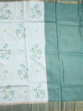 Mashru silk fancy saree pastel blue color allover prints & zari border with plain pallu and printed blouse