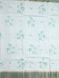 Mashru silk fancy saree pastel blue color allover prints & zari border with plain pallu and printed blouse