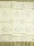 Mashru silk fancy saree white color allover prints & zari border with plain pallu and printed blouse