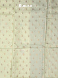 Mashru silk fancy saree white color allover prints & zari border with plain pallu and printed blouse