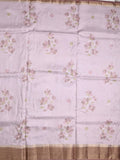 Mashru silk fancy saree pastel purple color allover prints & zari border with plain pallu and printed blouse