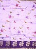 Raw mango fancy saree pastel purple color allover prints & zari border with zari pallu and contrast blouse