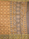 Ikkath fancy saree in yellow color allover design with zari border & ikkath pallu and plain blouse