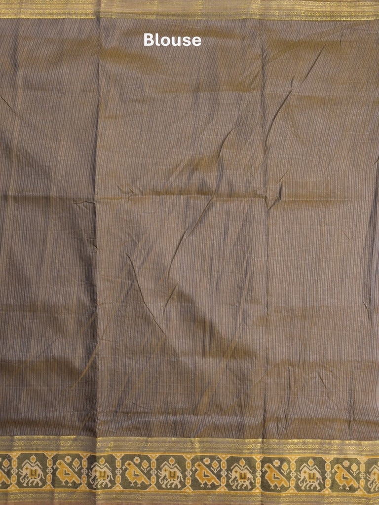 Ikkath fancy saree in yellow color allover design with zari border & ikkath pallu and plain blouse