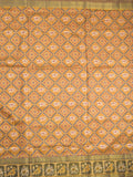 Ikkath fancy saree in yellow color allover design with zari border & ikkath pallu and plain blouse