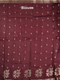 Raw mango fancy saree baby pink color allover prints & zari border with zari pallu and contrast blouse