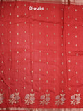 Raw mango fancy saree pastel blue color allover prints & zari border with zari pallu and contrast blouse