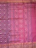 Ikkath fancy saree in purple color allover design with zari border & ikkath pallu and plain blouse