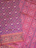 Ikkath fancy saree in purple color allover design with zari border & ikkath pallu and plain blouse