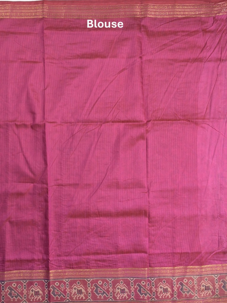 Ikkath fancy saree in purple color allover design with zari border & ikkath pallu and plain blouse