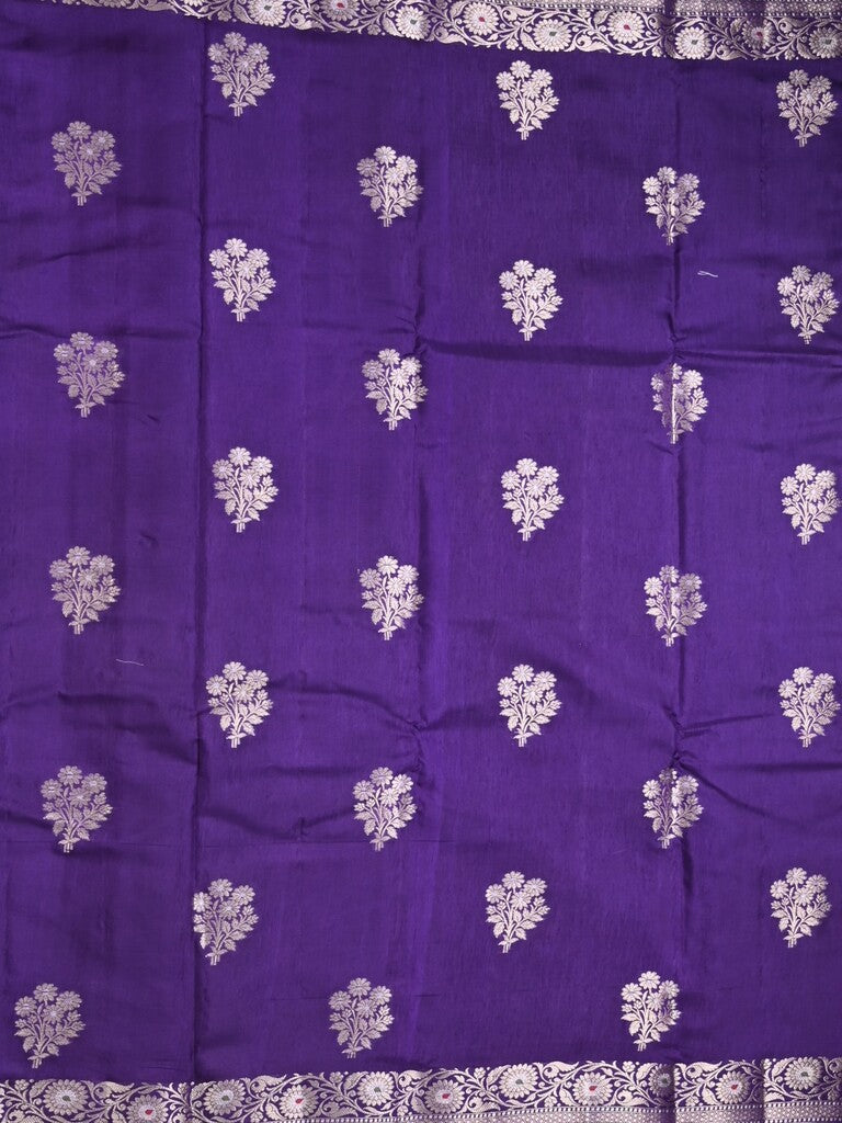 Raw mango fancy saree dark blue color allover zari motifs & zari border with zari pallu and brocade blouse