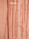 Raw mango fancy saree orange color allover zari motifs & zari border with zari pallu and brocade blouse