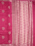 Raw mango fancy saree pink color allover zari motifs & zari border with zari pallu and brocade blouse