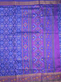 Ikkath fancy saree in blue color allover design with zari border & ikkath pallu and plain blouse