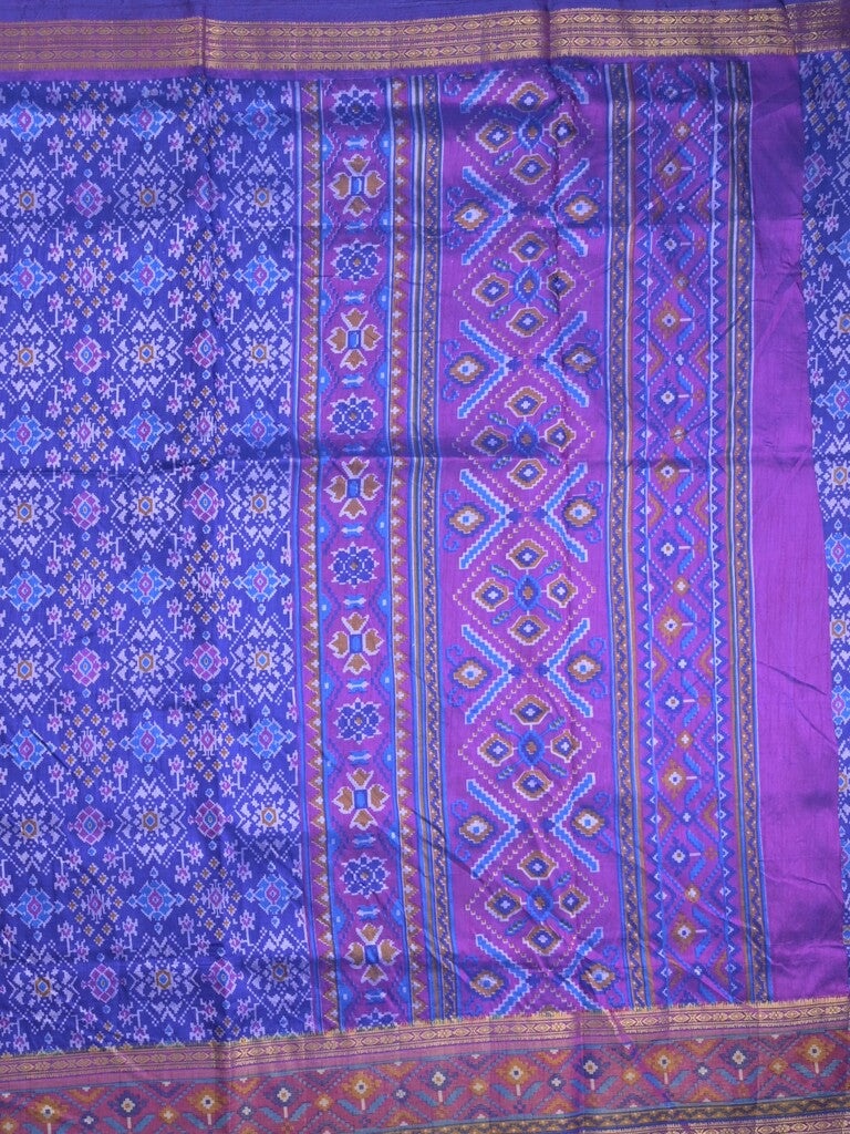 Ikkath fancy saree in blue color allover design with zari border & ikkath pallu and plain blouse