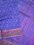 Ikkath fancy saree in blue color allover design with zari border & ikkath pallu and plain blouse