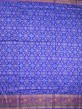 Ikkath fancy saree in blue color allover design with zari border & ikkath pallu and plain blouse
