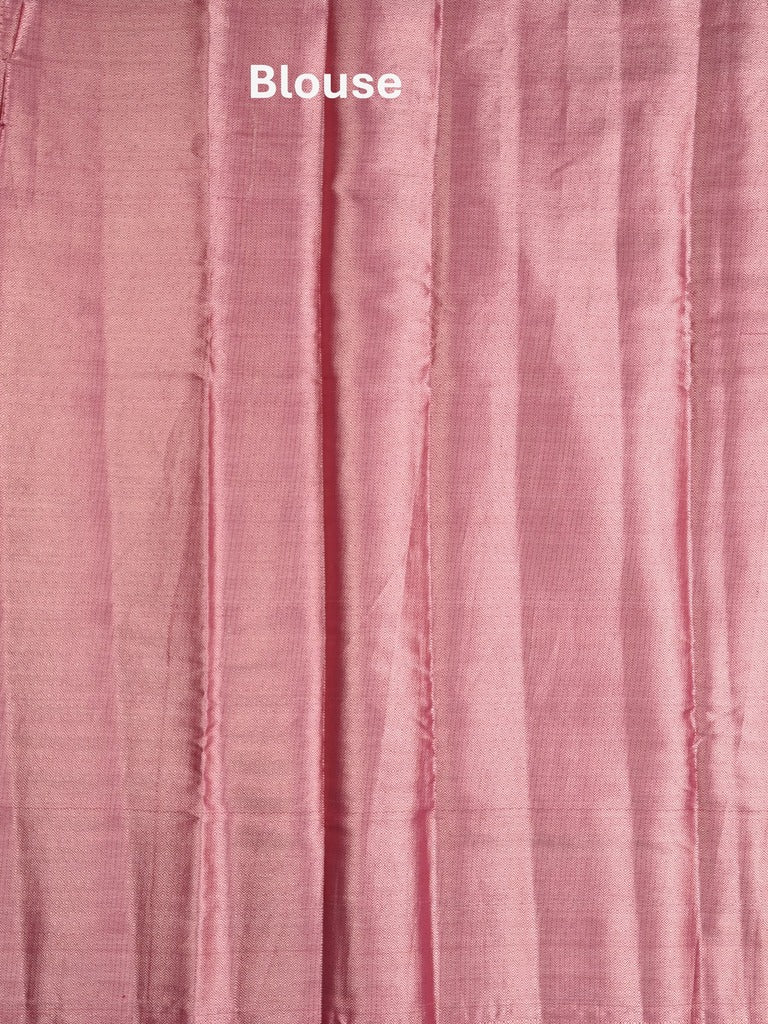 Raw mango fancy saree pink color allover zari motifs & zari border with zari pallu and brocade blouse