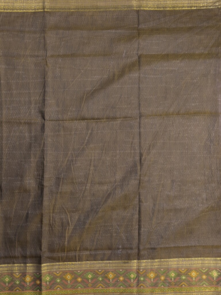 Ikkath fancy saree in yellow color allover design with zari border & ikkath pallu and plain blouse