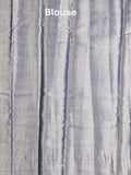Raw mango fancy saree royal blue color allover zari motifs & zari border with zari pallu and brocade blouse
