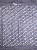 Chanderi fancy saree bluish grey color allover prints & kaddi border with contrast pallu and printed blouse