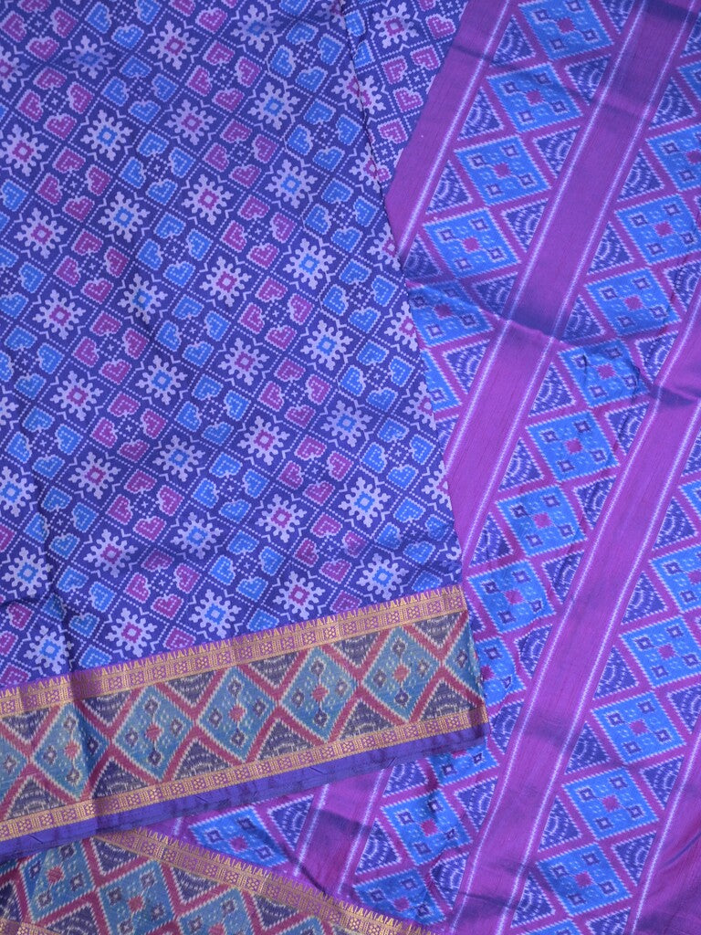 Ikkath fancy saree in blue color allover design with zari border & ikkath pallu and plain blouse