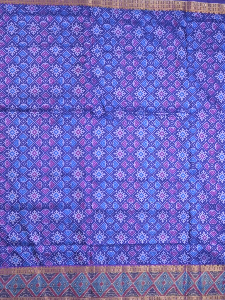 Ikkath fancy saree in blue color allover design with zari border & ikkath pallu and plain blouse