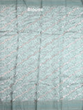 Chanderi fancy saree grey color allover prints & kaddi border with contrast pallu and printed blouse