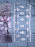 Chanderi fancy saree light blue color allover prints & kaddi border with contrast pallu and printed blouse