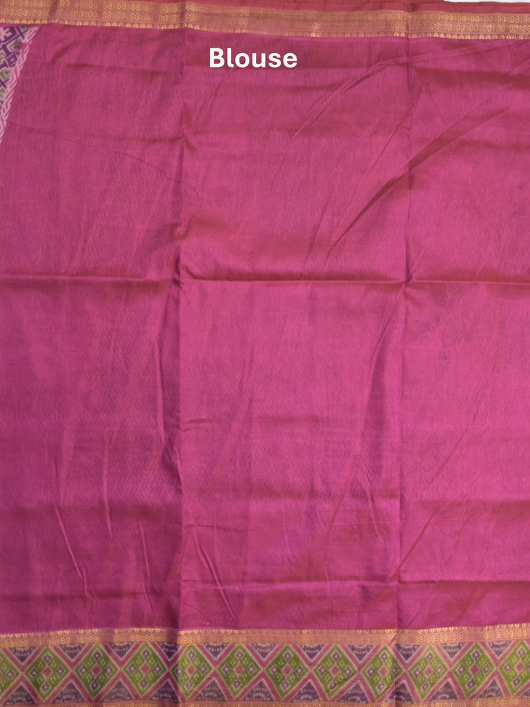 Ikkath fancy saree in purple color allover design with zari border & ikkath pallu and plain blouse