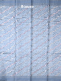 Chanderi fancy saree light blue color allover prints & kaddi border with contrast pallu and printed blouse