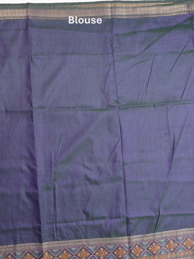 Ikkath fancy saree in navy blue color allover design with zari border & ikkath pallu and plain blouse