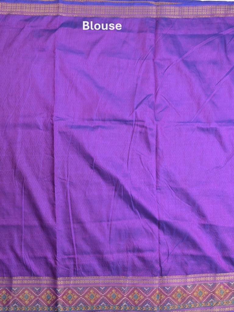 Ikkath fancy saree in royal blue color allover design with zari border & ikkath pallu and plain blouse