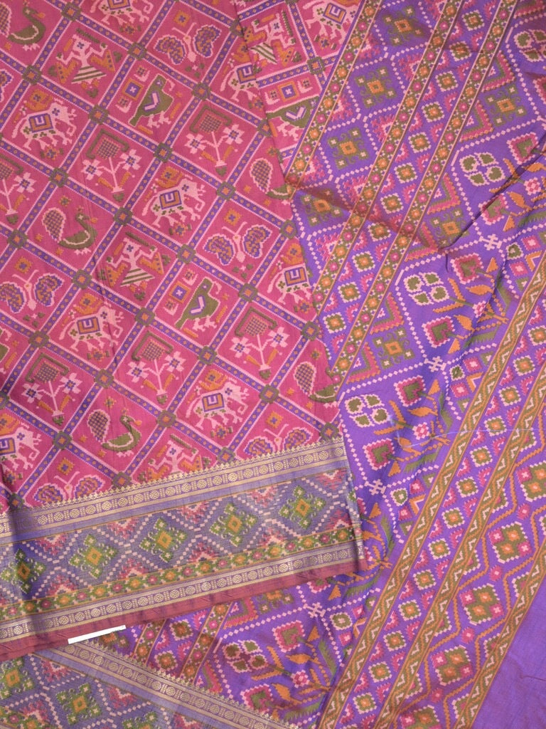 Ikkath fancy saree in pink color allover design with zari border & ikkath pallu and plain blouse