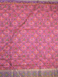 Ikkath fancy saree in pink color allover design with zari border & ikkath pallu and plain blouse
