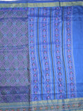 Ikkath fancy saree in navy blue color allover design with zari border & ikkath pallu and plain blouse