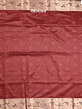 Chanderi fancy saree maroon color allover zari motifs & zari border with zari pallu and self blouse