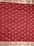 Chanderi fancy saree maroon color allover zari motifs & zari border with zari pallu and self blouse