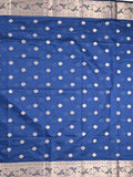 Chanderi fancy saree royal blue color allover zari motifs & zari border with zari pallu and self blouse