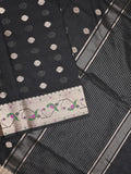 Chanderi fancy saree black color allover zari motifs & zari border with zari pallu and self blouse