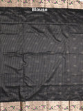 Chanderi fancy saree black color allover zari motifs & zari border with zari pallu and self blouse