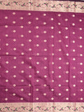 Chanderi fancy saree magenta color allover zari motifs & zari border with zari pallu and self blouse