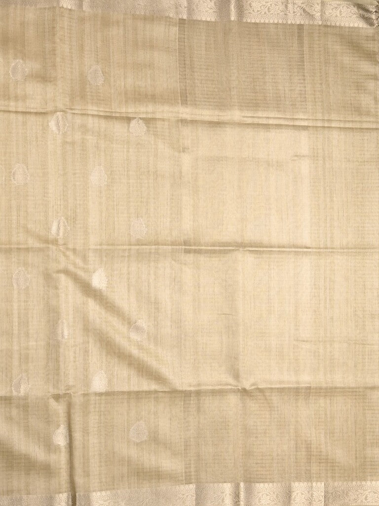 Tussar fancy saree beige color allover zari motifs & zari border with zari pallu and plain blouse