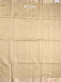 Tussar fancy saree beige color allover zari motifs & zari border with zari pallu and plain blouse