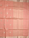 Tussar fancy saree peach color allover zari motifs & zari border with zari pallu and plain blouse