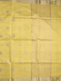 Tussar fancy saree light yellow color allover zari motifs & zari border with zari pallu and plain blouse
