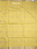 Tussar fancy saree light yellow color allover zari motifs & zari border with zari pallu and plain blouse