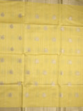 Tussar fancy saree light yellow color allover zari motifs & zari border with zari pallu and plain blouse
