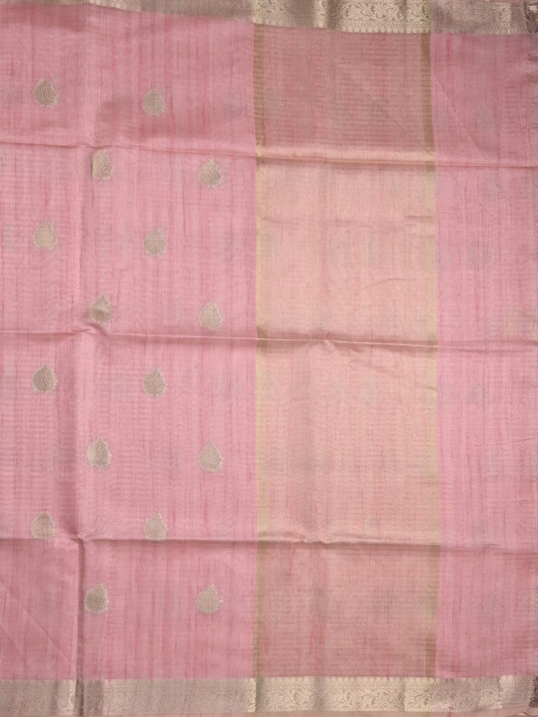 Tussar fancy saree light purple color allover zari motifs & zari border with zari pallu and plain blouse