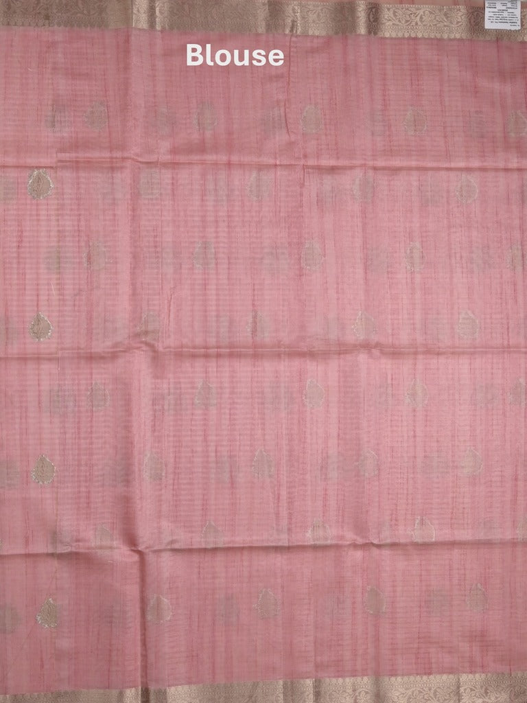 Tussar fancy saree light purple color allover zari motifs & zari border with zari pallu and plain blouse